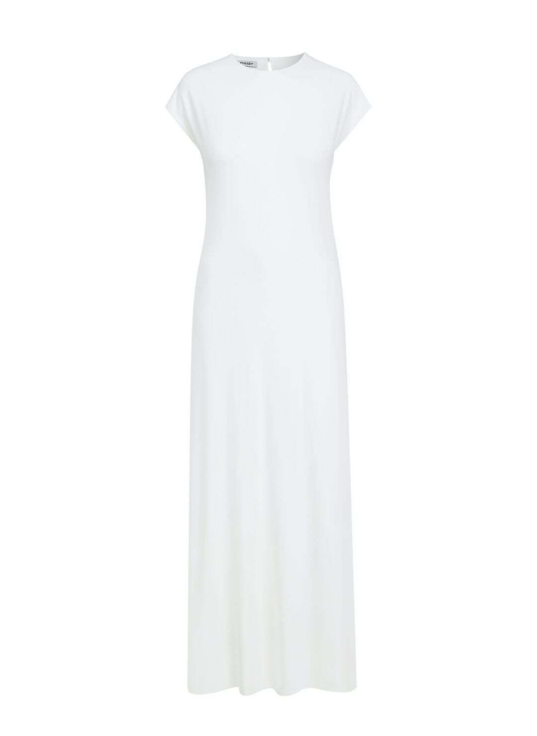 BETH long white bodycon dress with short sleeves in viscose