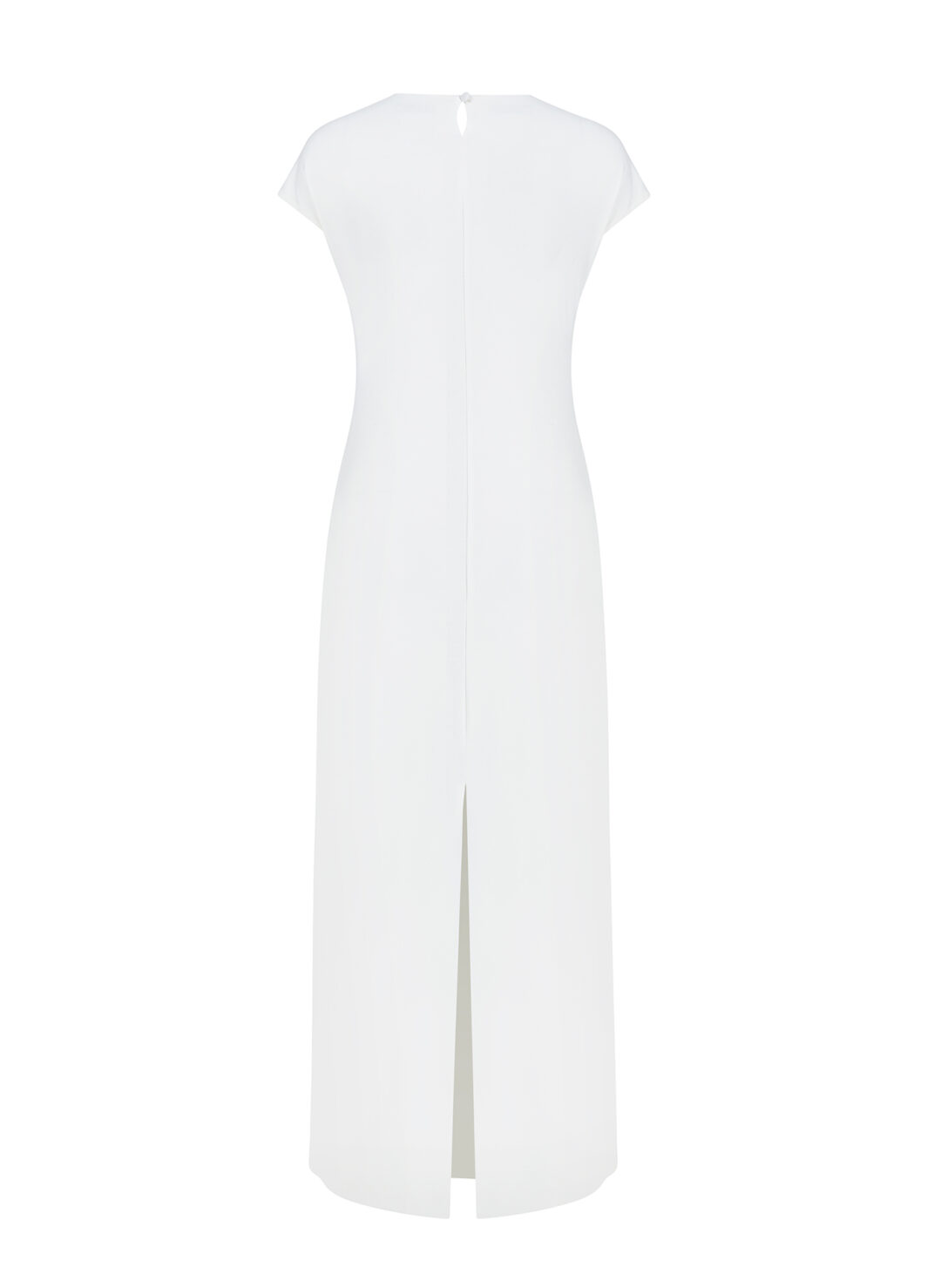 BETH long white bodycon dress with short sleeves in viscose - Image 3