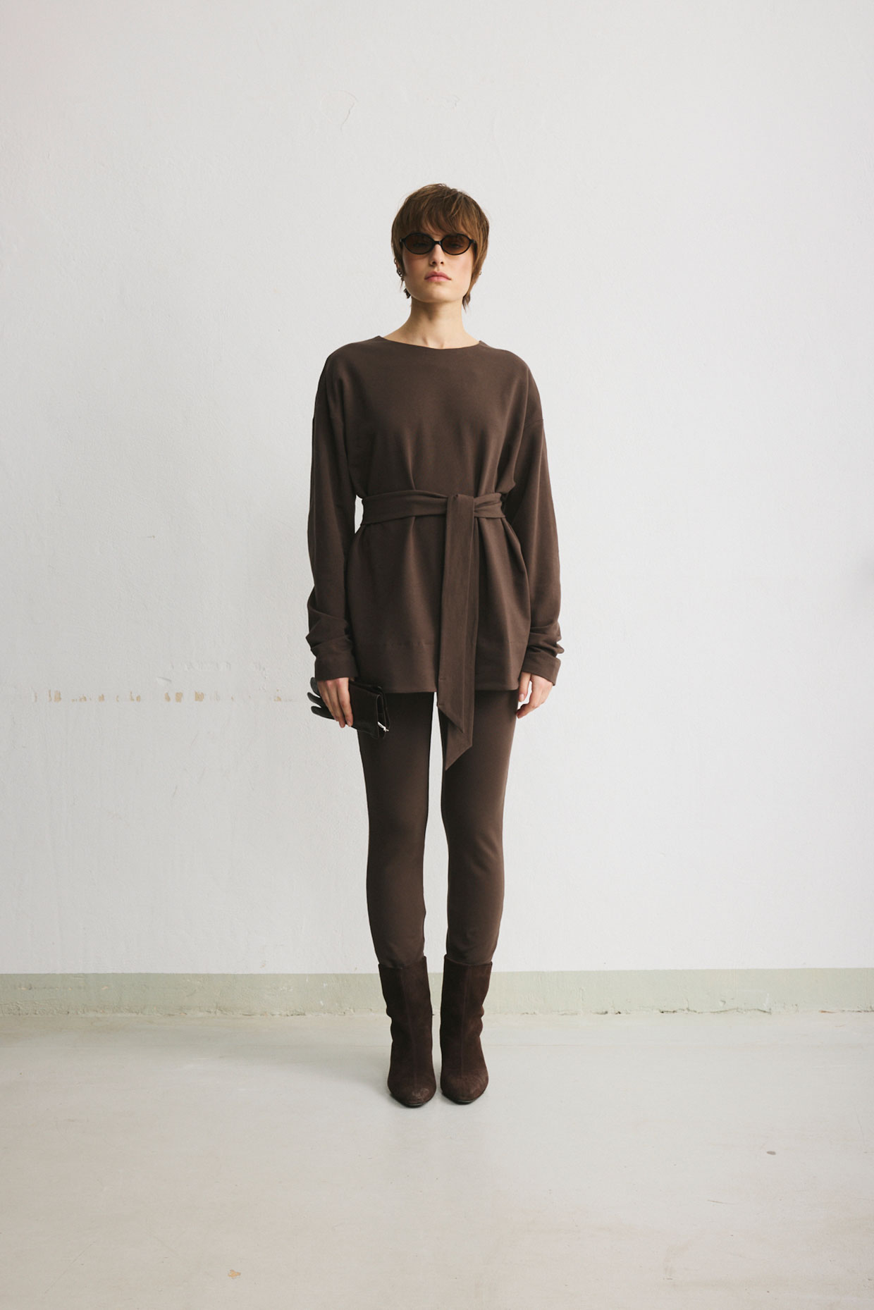 Brown cotton stirrup leggings